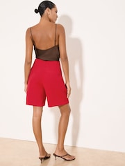 Lipsy Red Red Bermuda Cross Hatch Tailored Shorts - Image 4 of 5