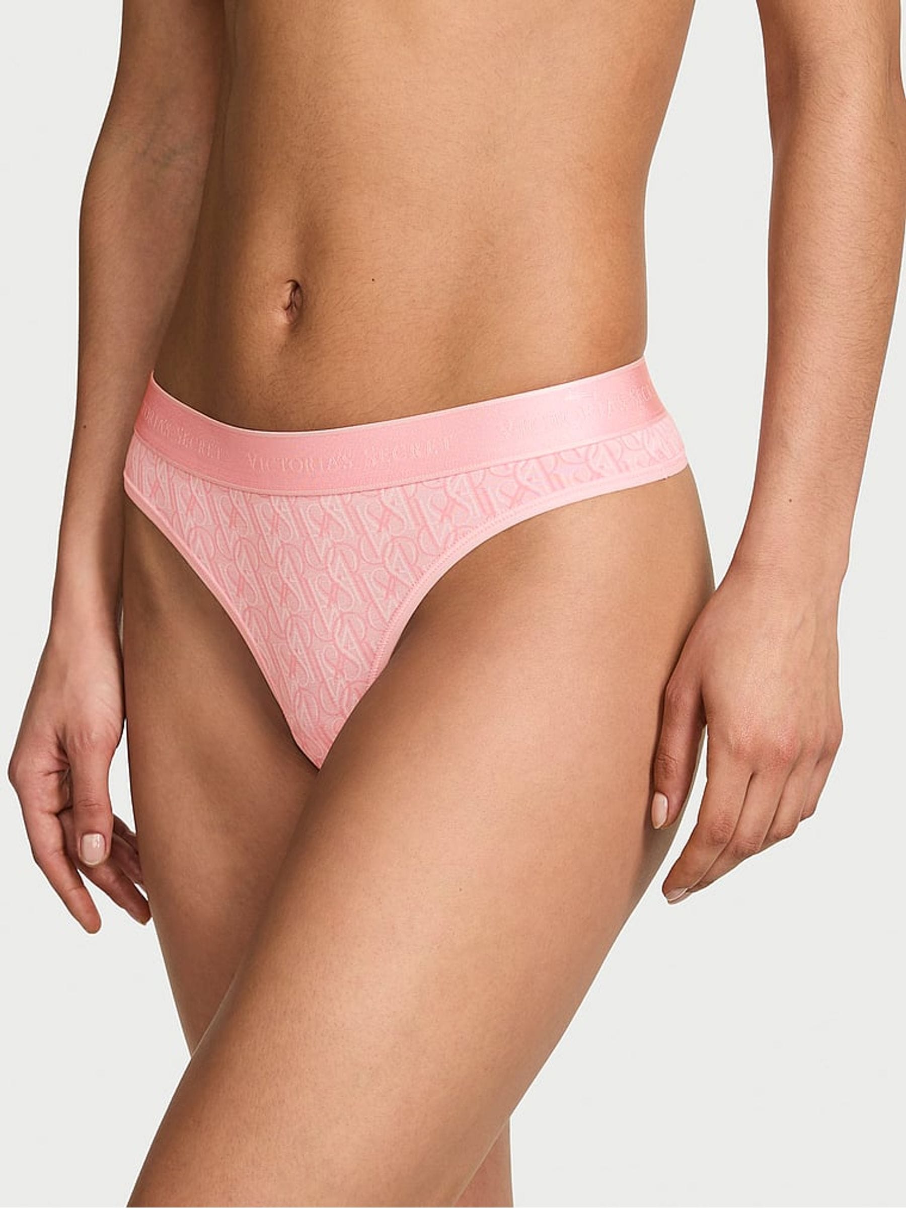 Victoria's Secret Pretty Blossom Pink Lockup Thong Logo Knickers