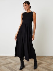 Schwarz - Threadbare 2-In-1 Sleeveless Knitted Vest Maxi Dress - Bild 1 von 4
