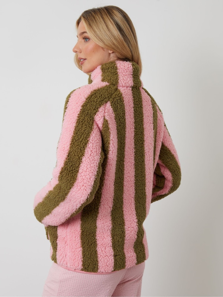 Threadbare Stripe Borg Quarter Zip Lounge Fleece - Bild 2 von 4
