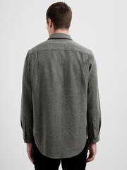 French Connection Grey Cotton Herringbone Regular Fit Long Sleeve Button-Up Shirt - Image 2 of 5