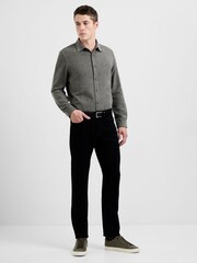 French Connection Grey Cotton Herringbone Regular Fit Long Sleeve Button-Up Shirt - Image 3 of 5