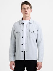 French Connection Grey Canvas Jersey Chest Pocket Button-Up Overshirt - Image 1 of 5