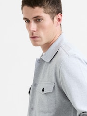 French Connection Grey Canvas Jersey Chest Pocket Button-Up Overshirt - Image 5 of 5