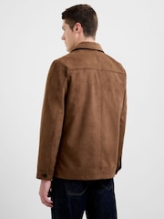 French Connection Brown Utility-Style Faux Suede Button-Up Jacket - Image 2 of 5