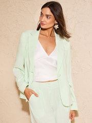 Love & Roses Mint Green Linen Look Bow Pocket Blazer - Image 2 of 4