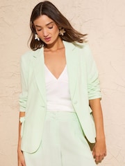 Love & Roses Mint Green Linen Look Bow Pocket Blazer - Image 4 of 4