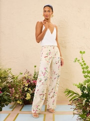 Love & Roses Floral Wide Leg Trousers - Image 2 of 4