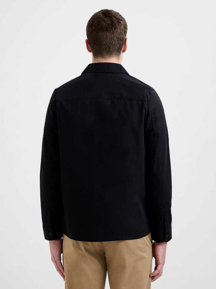 French Connection Black Cotton Nylon Blend Flap Pocket Button-Up Overshirt - Image 2 of 4