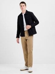French Connection Black Cotton Nylon Blend Flap Pocket Button-Up Overshirt - Image 3 of 4