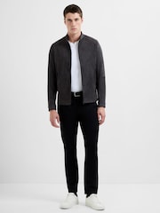 French Connection Brown Suede-Style Funnel Neck Zip-Up Jacket - Image 3 of 5
