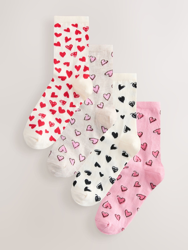 Sketchy Heart Ankle Socks 4 Pack - Image 1 of 7