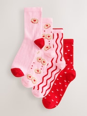 Jammy Heart Ankle Socks 4 Pack - Image 1 of 7