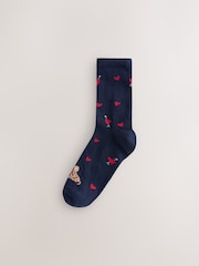 Navy/Grey Dog Heart Ankle Socks 4 Pack - Image 2 of 7