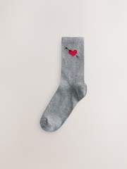 Navy/Grey Dog Heart Ankle Socks 4 Pack - Image 4 of 7