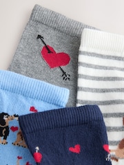 Navy/Grey Dog Heart Ankle Socks 4 Pack - Image 6 of 7