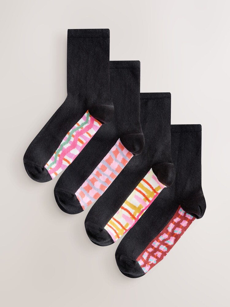 Bright Wobbly Check Footbed Ankle Socks 4 Pack - Image 1 of 7 Bright Wobbly Check Footbed Ankle Socks 4 Pack - Image 1 of 7