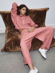 Pink Active Linen Blend Quarter Zip Sports Jacket - Image 2 of 10