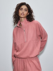 Pink Active Linen Blend Quarter Zip Sports Jacket - Image 4 of 10