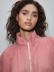 Pink Active Linen Blend Quarter Zip Sports Jacket - Image 6 of 10