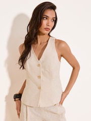 Lipsy White Cream Broderie Waistcoat - Image 1 of 4