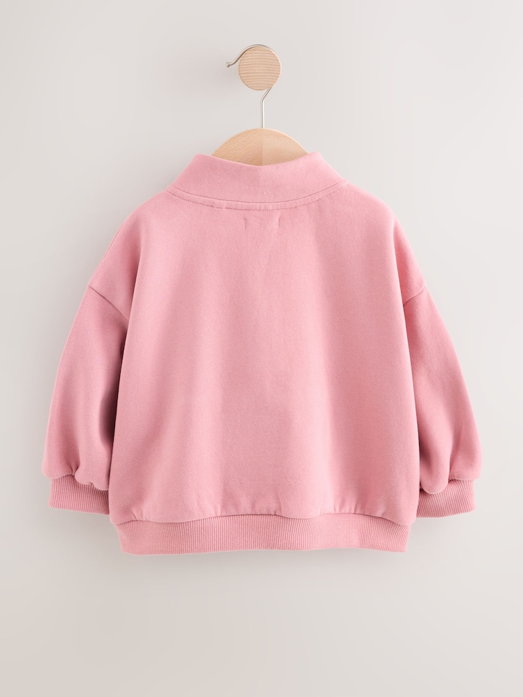 Rose Pink Quarter Zip Sweatshirt (3mths-7yrs) - Image 2 of 4 Rose Pink Quarter Zip Sweatshirt (3mths-7yrs) - Image 2 of 4