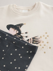Cream Halloween Witch Frill Hem Sweatshirt & Flare Leggings Set (3mths-7yrs) - Image 5 of 5