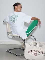Active White Hamptons Cotton Graphic Oversized T-Shirt - Image 1 of 7