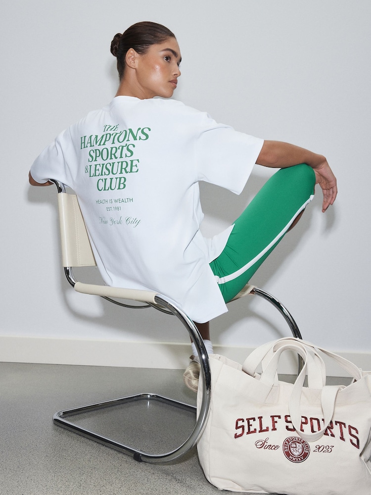 Active White Hamptons Cotton Graphic Oversized T-Shirt - Image 1 of 7