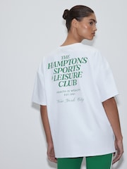 Active White Hamptons Cotton Graphic Oversized T-Shirt - Image 3 of 7