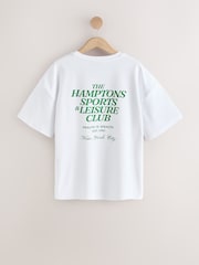 Active White Hamptons Cotton Graphic Oversized T-Shirt - Image 5 of 7