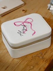 Personalised Bow Travel Jewellery Box by PMC - Image 2 of 3