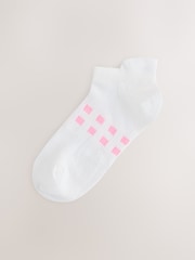White Pastel Gingham Print Trainer Socks 4 Pack - Image 2 of 7