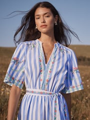 Love & Roses Floral Embroidered V-Neck Shirt Mini Dress - Bild 2 von 5