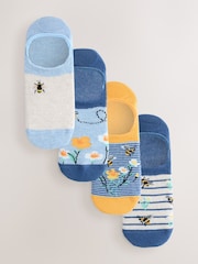 Navy/Ochre Bee Invisible Trainer Socks 4 Pack - Image 1 of 8