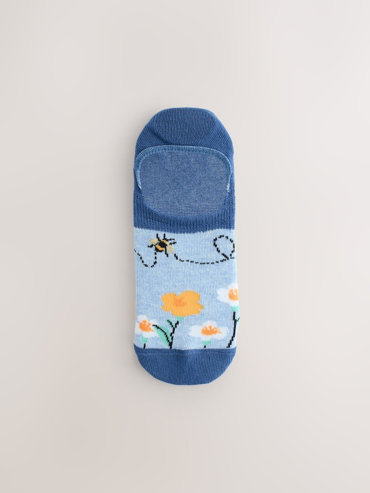 Navy/Ochre Bee Invisible Trainer Socks 4 Pack - Image 2 of 8
