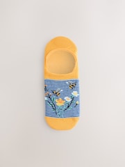 Navy/Ochre Bee Invisible Trainer Socks 4 Pack - Image 5 of 8