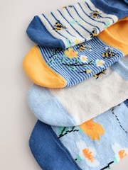 Navy/Ochre Bee Invisible Trainer Socks 4 Pack - Image 6 of 8