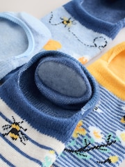 Navy/Ochre Bee Invisible Trainer Socks 4 Pack - Image 7 of 8