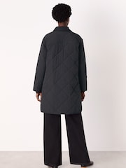 Whistles Black Quilted Cord Collar Coat - Image 2 of 5