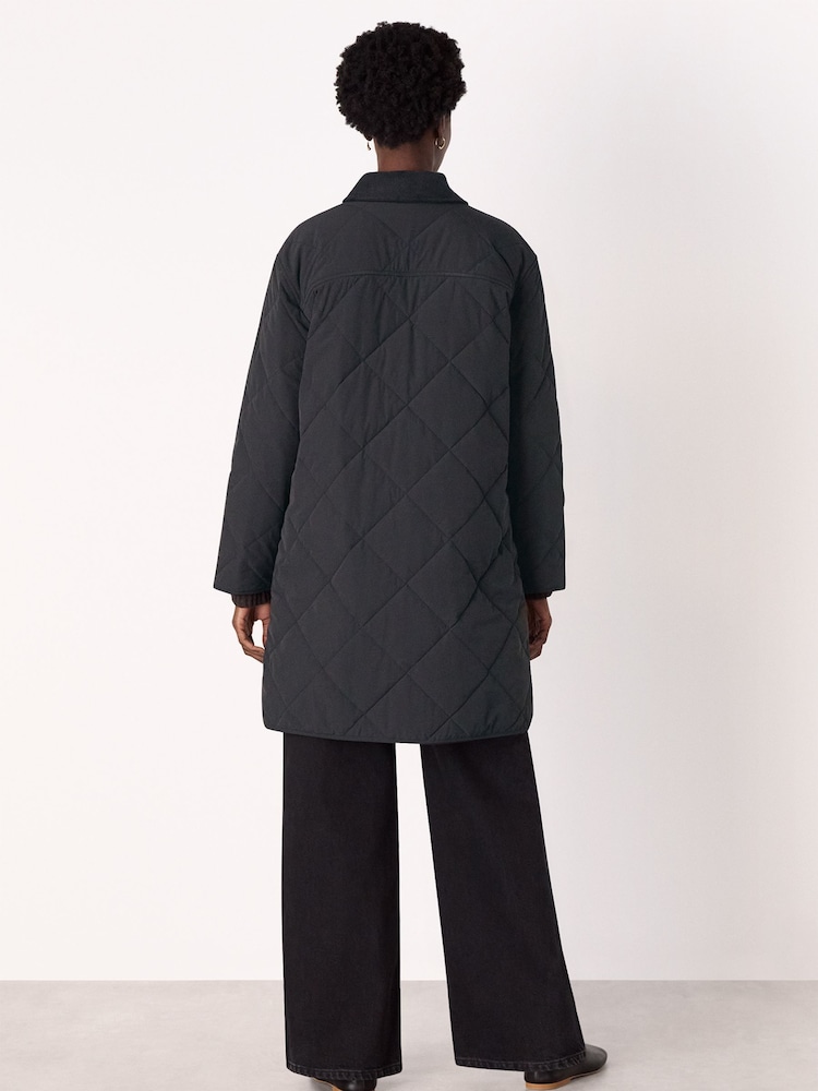 Whistles Black Quilted Cord Collar Coat - Image 2 of 5