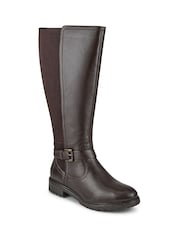 Pavers Brown Wide-Fit Leather Elasticated Long Boots - Image 3 of 5