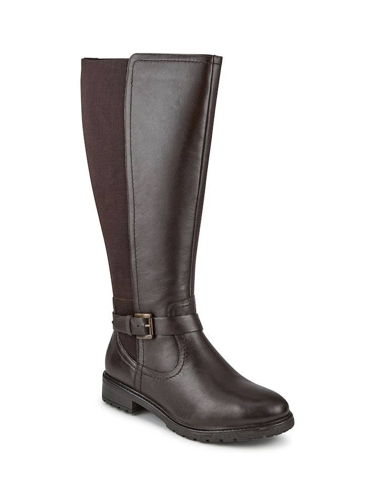 Buy Pavers Brown Wide Fit Leather Elasticated Long Boots from Next