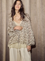 BHOEM Multi Paisley Print 2 in 1 Chiffon Blouse & Tank Top - Imaginea 5 din 5