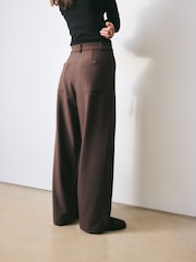 BHOEM Tapered Belted Tailored Chocolate Brown Trousers - Image 2 of 6