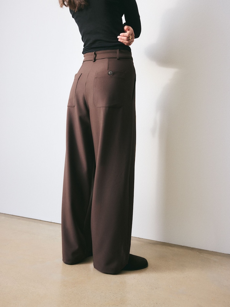 BHOEM Tapered Belted Tailored Chocolate Brown Trousers - Image 2 of 6