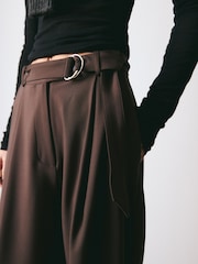 BHOEM Tapered Belted Tailored Chocolate Brown Trousers - Image 4 of 6