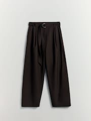 BHOEM Tapered Belted Tailored Chocolate Brown Trousers - Image 6 of 6