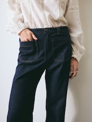 BHOEM Denim Patch Pocket Mid Rise Flare Trousers - Image 4 of 5