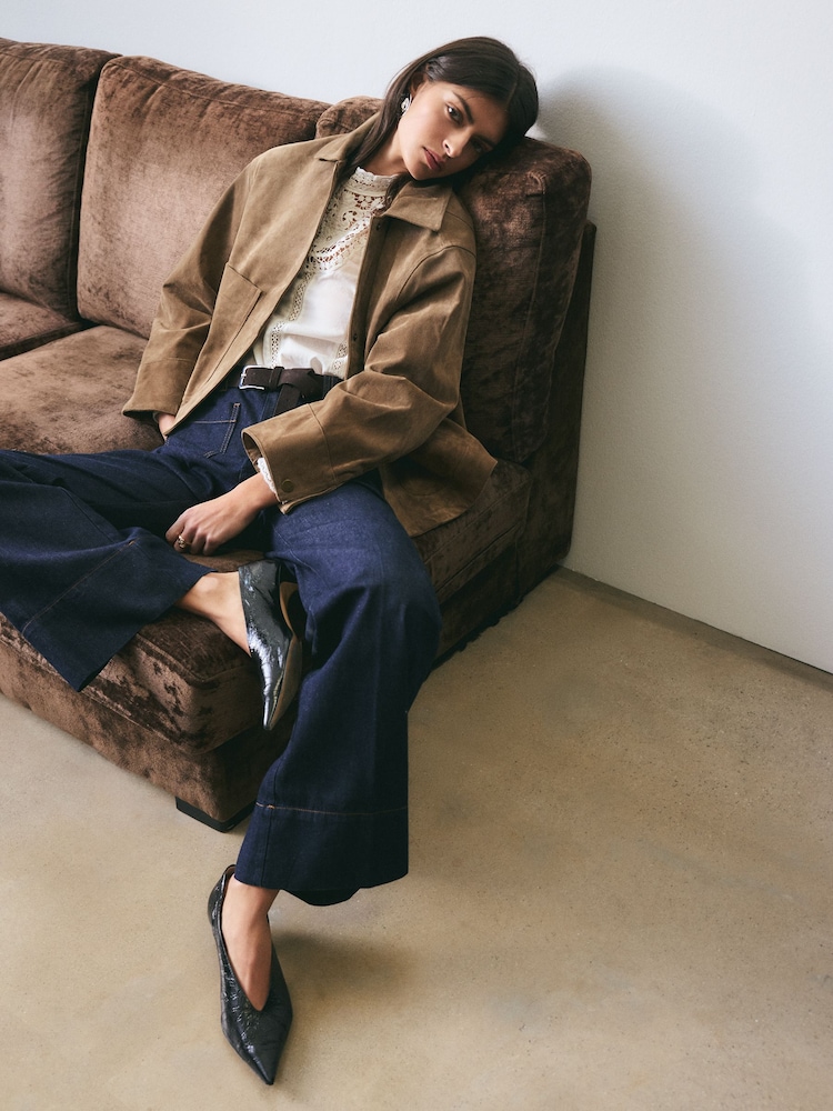 BHOEM Denim Patch Pocket Mid Rise Flare Trousers - Image 5 of 5